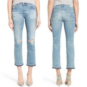 AG Adriano Goldschmied Jodi Crop High Rise Slim Flared Jeans 26 Distressed $245